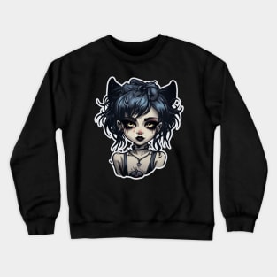 Goth Waifu Cat Girl Crewneck Sweatshirt